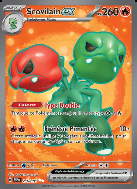 Scovilain-ex, carte Pokémon SSP 216 — extension Étincelles Déferlantes
