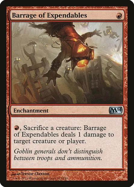 Barrage of Expendables, Magic card M14 127 — Magic 2014 set