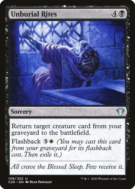 Unburial Rites, Magic card C20 139 — Commander 2020 set