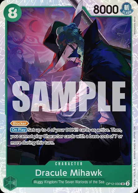 Dracule Mihawk, One Piece card OP12-030 — LEGACY OF THE MASTER set