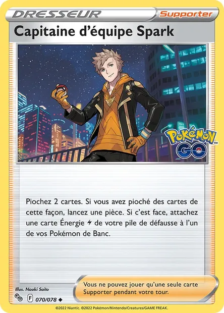 Capitaine d'équipe Spark, carte Pokémon PGO 070 — extension Pokémon GO