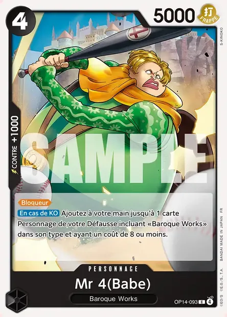 Mr 4(Babe), carte One Piece OP14-093 — extension LES SEPT DE LA MER D'AZUR
