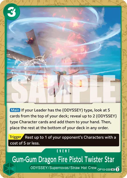 Gum-Gum Dragon Fire Pistol Twister Star, One Piece card OP10-039 — ROYAL BLOOD set