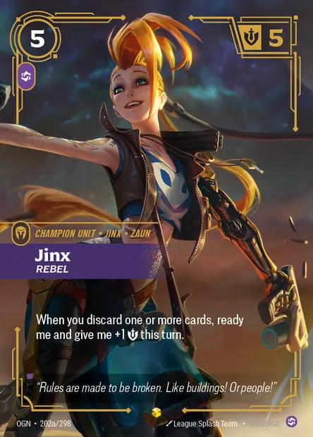 Jinx, carte Riftbound OGN 202a — extension Origins
