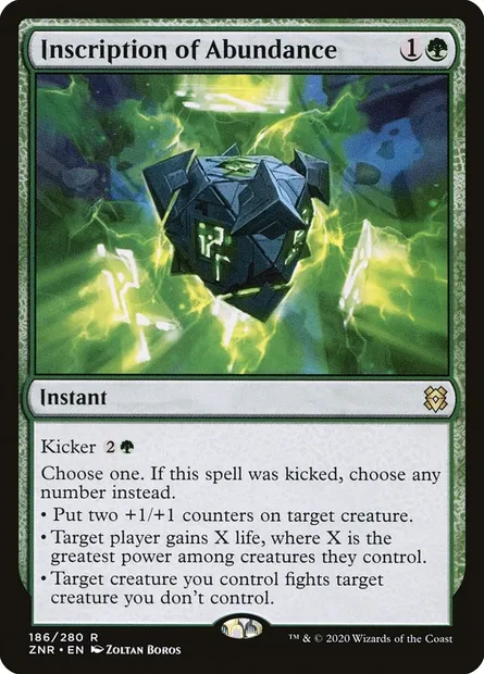 Inscription of Abundance, Magic card ZNR 186 — Zendikar Rising set