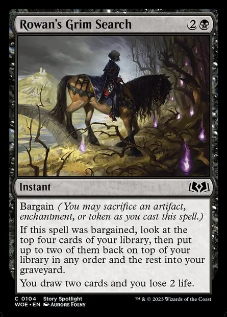 Rowan's Grim Search, Magic card WOE 104 — Wilds of Eldraine set