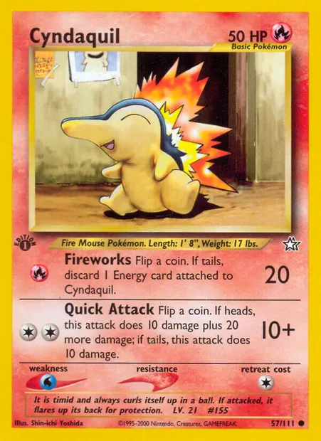 Cyndaquil, Pokémon card NG 57 — Neo Genesis set