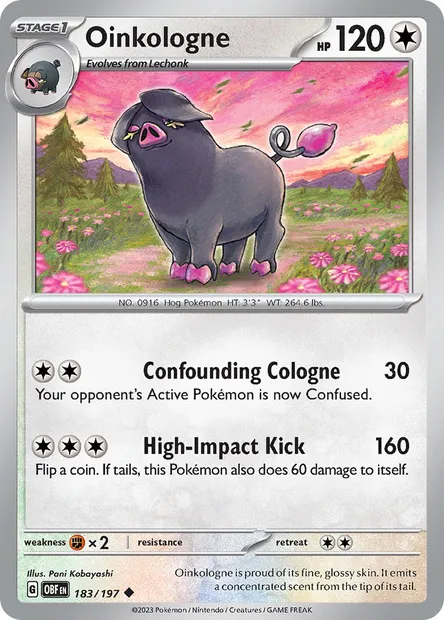 Oinkologne, Pokémon card OBF 183 — Obsidian Flames set