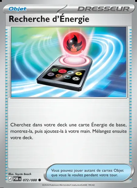 Recherche d'Énergie, carte Pokémon POR 072 — extension Équilibre Parfait