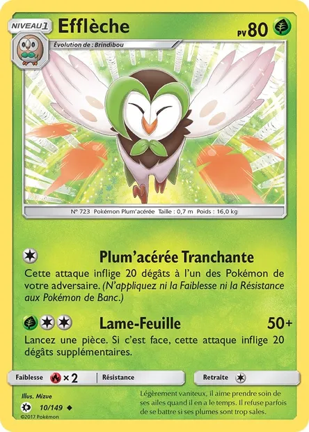Efflèche, carte Pokémon SUM 10 — extension Soleil et Lune