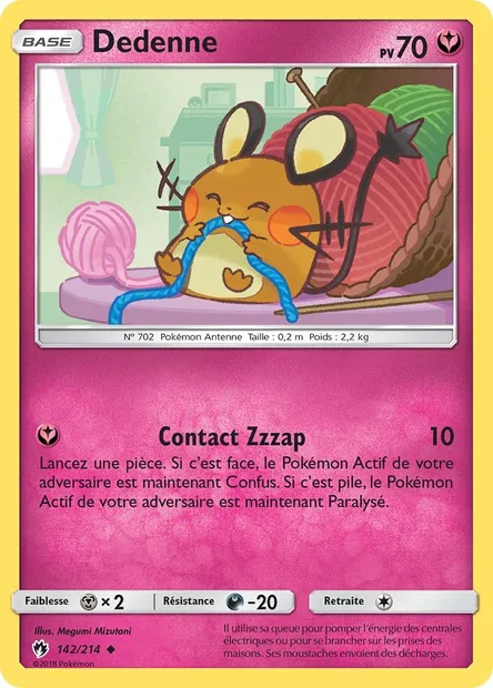 Dedenne, carte Pokémon LOT 142 — extension Tonnerre Perdu