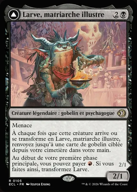 Larve, matriarche illustre // Larve, tantine notoire, carte Magic ECL 105 — extension Lorwyn Eclipsed