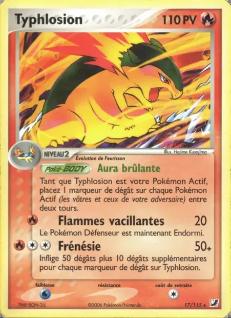 Typhlosion, carte Pokémon UF 17 — extension EX Forces Cachées