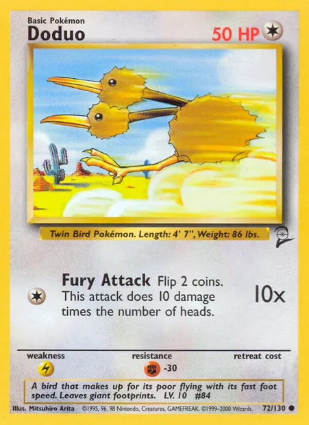 Doduo, Pokémon card B2 72 — Base Set 2 set