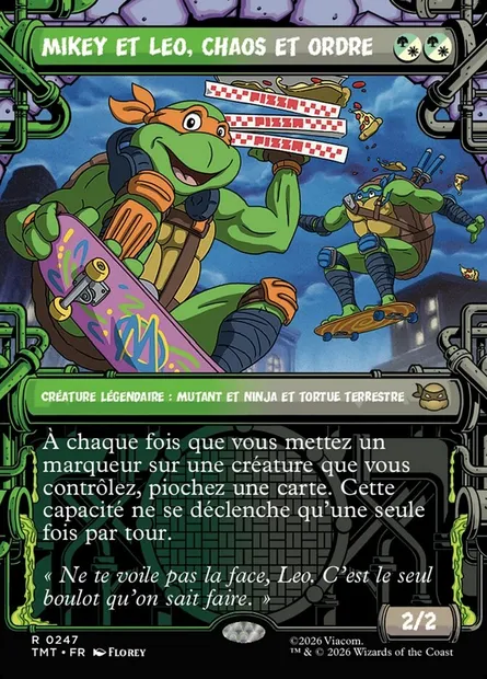 Mikey et Leo, chaos et ordre, carte Magic TMT 247 — extension Teenage Mutant Ninja Turtles