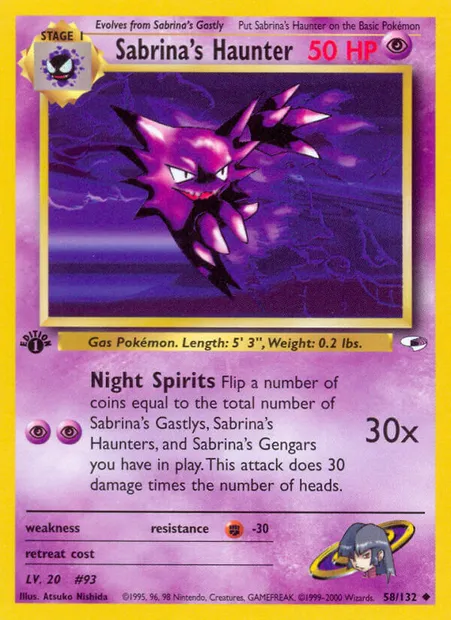 Sabrina's Haunter, Pokémon card GH 58 — Gym Heroes set