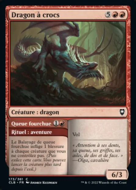 Dragon à crocs // Queue fourchue, carte Magic CLB 173 — extension Commander Légendes : la bataille de la Porte de Baldur