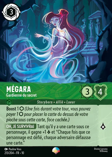 Mégara - Gardienne du secret, carte Disney Lorcana CH10-213 — extension Lueurs dans les Profondeurs