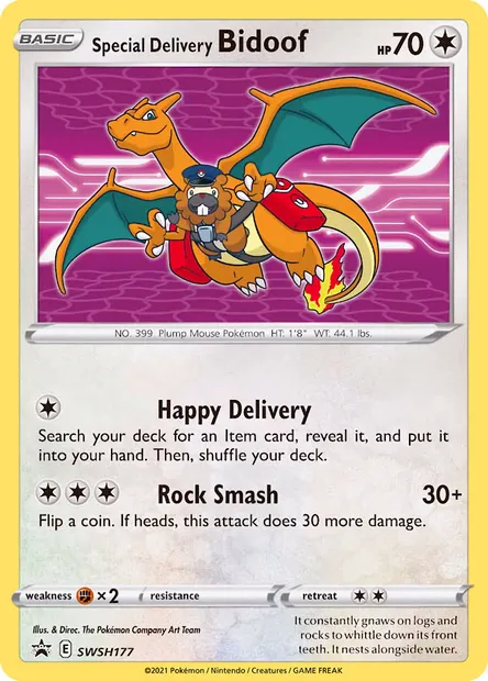 Special Delivery Bidoof, Pokémon card SWSH 177 — SWSH Black Star Promos set