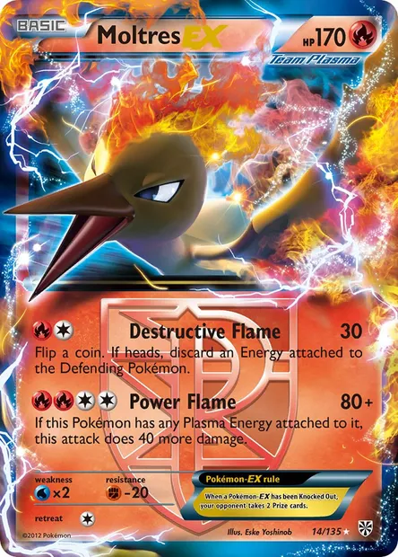 Moltres-EX, Pokémon card PLS 14 — Plasma Storm set