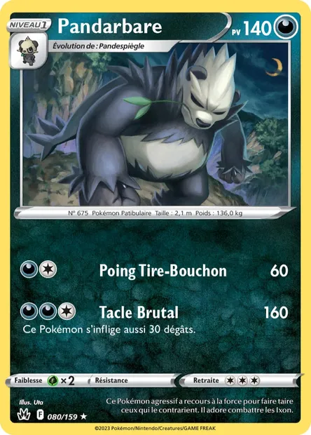 Pandarbare, carte Pokémon CRZ 080 — extension Zénith Suprême