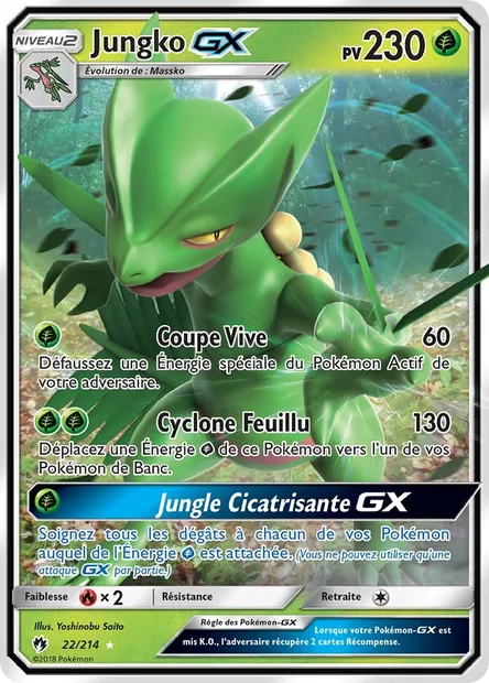 Jungko GX, carte Pokémon LOT 22 — extension Tonnerre Perdu