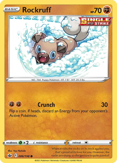 Rockruff, Pokémon card CRE 86 — Chilling Reign set