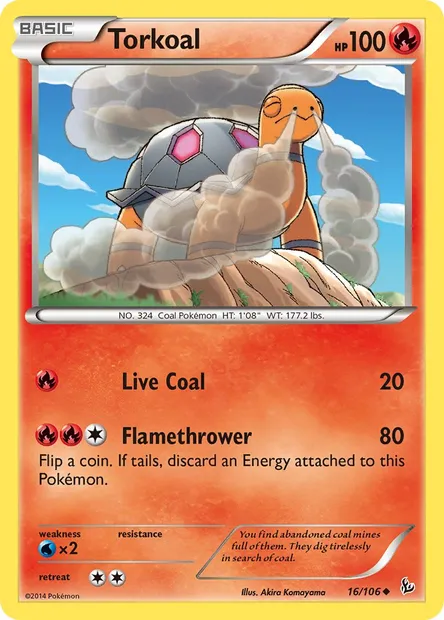 Torkoal, Pokémon card FLF 16 — Flashfire set