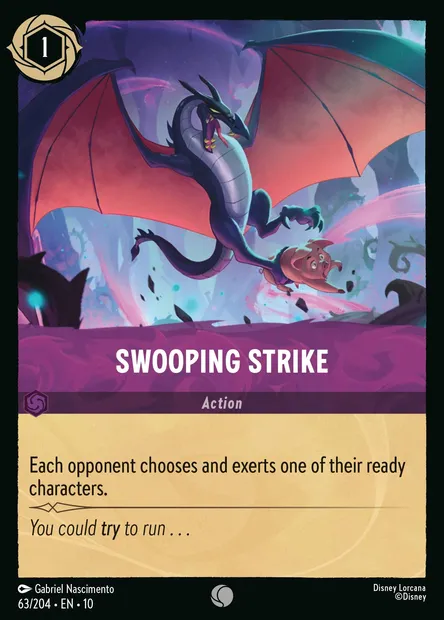 Swooping Strike, Disney Lorcana card CH10-063 — Whispers in the Well set
