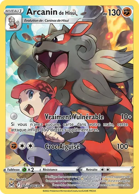 Arcanin de Hisui, carte Pokémon LOR TG08 — extension Origine Perdue