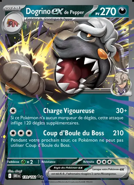 Dogrino-ex de Pepper, carte Pokémon DRI 139 — extension Rivalités Destinées