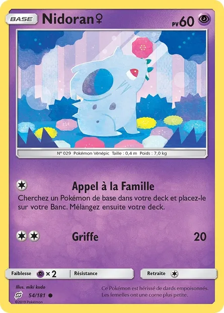 Nidoran♀, carte Pokémon TEU 54 — extension Duo de Choc
