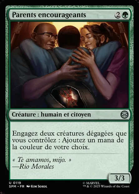 Parents encourageants, carte Magic SPM 119 — extension Marvel's Spider-Man