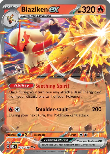 Blaziken ex, Pokémon card JTG 024 — Journey Together set