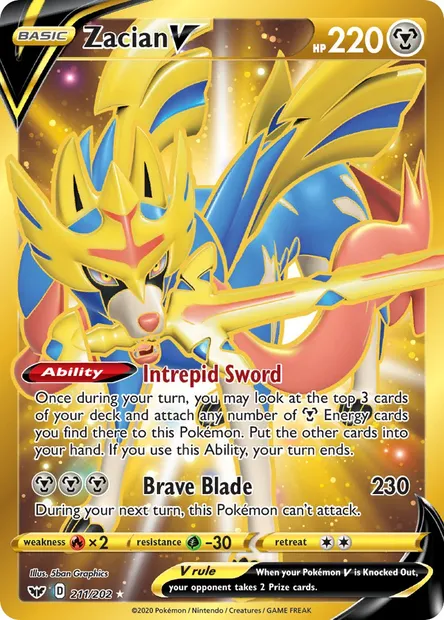 Zacian V, Pokémon card SSH 211 — Sword & Shield set