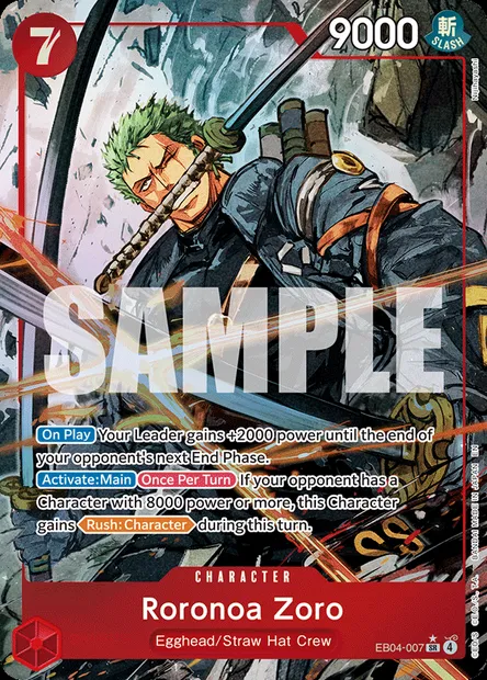 Roronoa Zoro, One Piece card EB04-007 — EGGHEAD CRISIS set