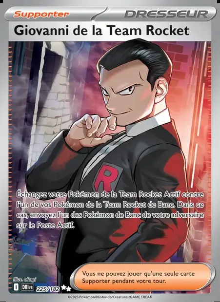 Giovanni de la Team Rocket, carte Pokémon DRI 225 — extension Rivalités Destinées