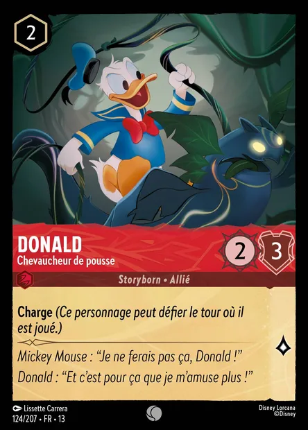 Donald - Chevaucheur de pousse, carte Disney Lorcana CH13-124 — extension Invasion Epineuse!