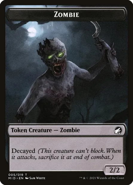 Zombie, Magic card TMID 5 — Innistrad: Midnight Hunt Tokens set