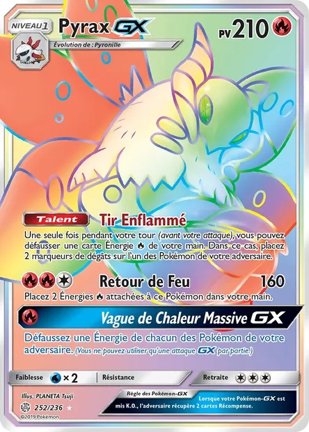Pyrax GX, carte Pokémon CEC 252 — extension Éclipse Cosmique