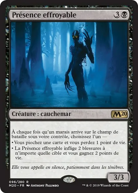 Présence effroyable, carte Magic M20 96 — extension Core Set 2020