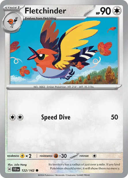 Fletchinder, Pokémon card SCR 122 — Stellar Crown set
