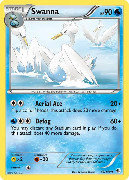 Swanna, Pokémon card BCR 43 — Boundaries Crossed set