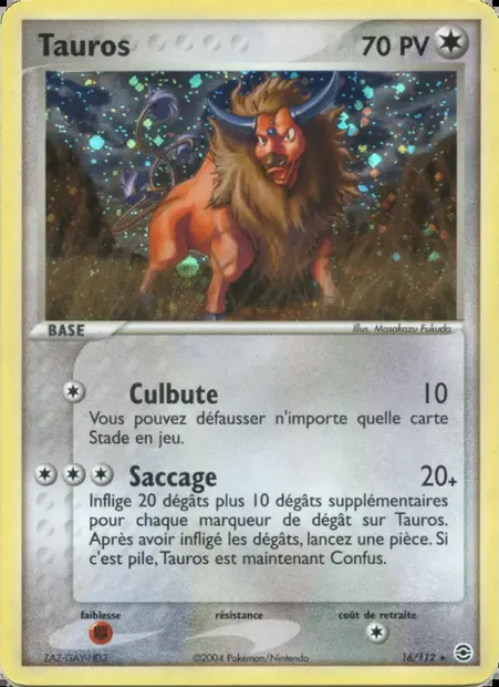 Tauros, carte Pokémon RG 16 — extension EX Rouge Feu & Vert Feuille