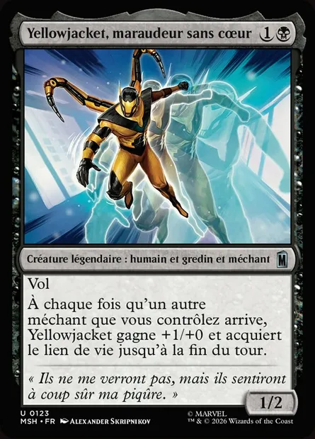 Yellowjacket, maraudeur sans cœur, carte Magic MSH 123 — extension Marvel Super Heroes