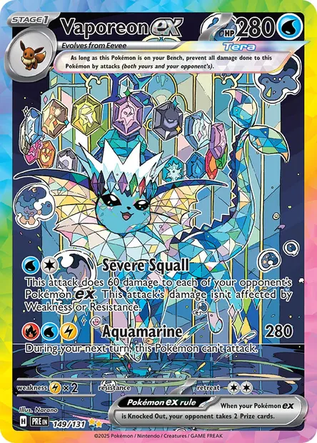 Vaporeon ex, Pokémon card PRE 149 — Prismatic Evolutions set