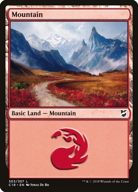 Mountain, Magic card C18 303 — Commander 2018 set