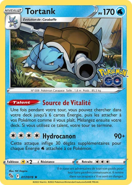 Tortank, carte Pokémon PGO 017 — extension Pokémon GO