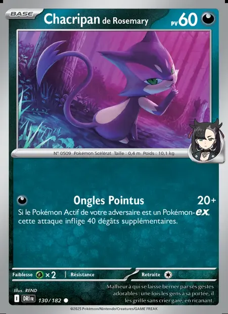 Chacripan de Rosemary, carte Pokémon DRI 130 — extension Rivalités Destinées