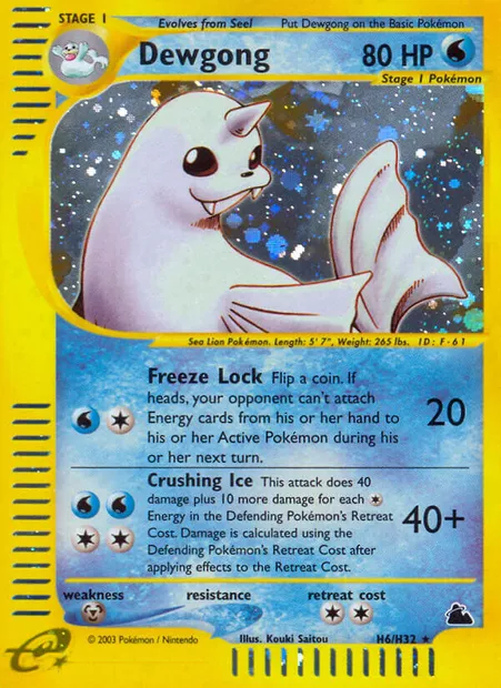 Dewgong, Pokémon card SK H06 — Skyridge set